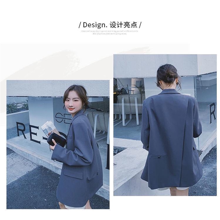 Áo Khoác Vest Cỡ Lớn Xẻ Tà Sau Lưng Màu Xanh Dương / Xám Thời Trang Xuân Thu 2023 Cho Nữ