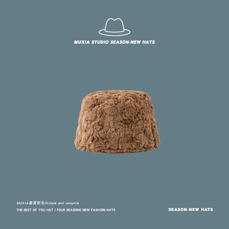 Mũ Xô Bucket Nữ Lông thỏ Giữ ấm Màu trơn Thu Đông Ulzzang Hàn Quốc Mũ Xô Bucket nữ Trơn Chất Dày dặn