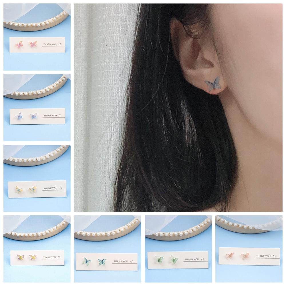 ❈Rowan❈ Bông Tai Hình Bướm 3D Bằng Nhựa Resin Lấp Lánh Thời Trang Dự Tiệc