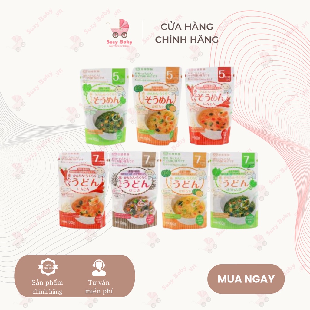 Mì Udon Somen Rau Củ Akachan Tách Muối Nhật Bản 100Gr Cho Bé Từ 5 Tháng Ăn Dặm