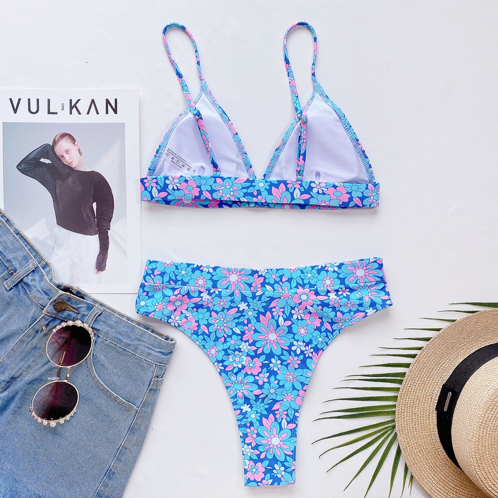 Bikini Hai Mảnh Cổ Chữ V In Họa Tiết Hoa Cho Nữ | BigBuy360 - bigbuy360.vn