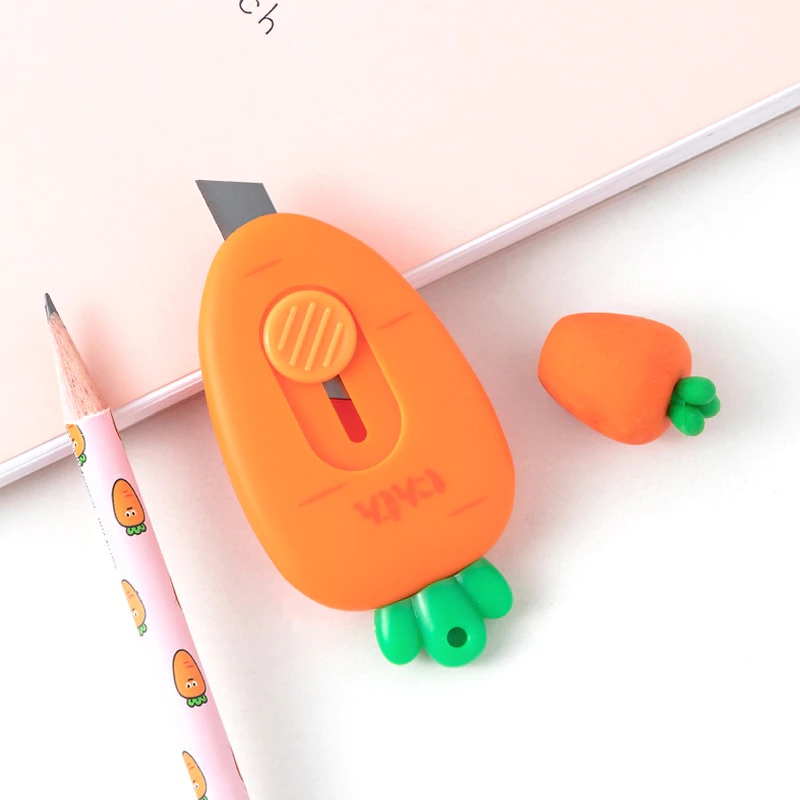 Dao Rọc Giấy Mini Hình Quả Cà Rốt Đáng Yêu, Dao Rọc Giấy Cute Giá Rẻ, Văn Phòng Phẩm Xinh Xắn