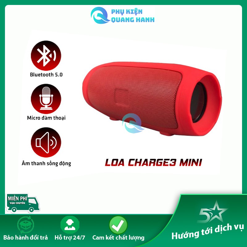 Loa Bluetooth Không Dây Charge 3+  Mini Vỏ Nhôm Âm Thanh Sống Động Hỗ Trợ Khe Cắm Thẻ Nhớ Và USB