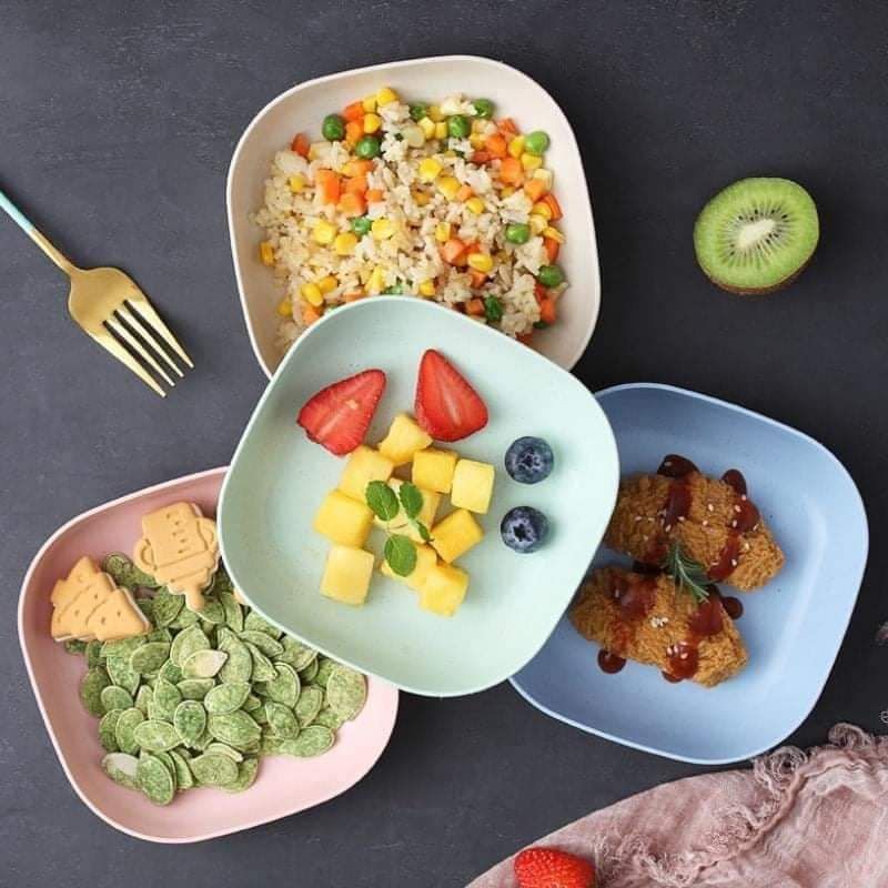 Dĩa lúa mạch hình vuông nhiều màu