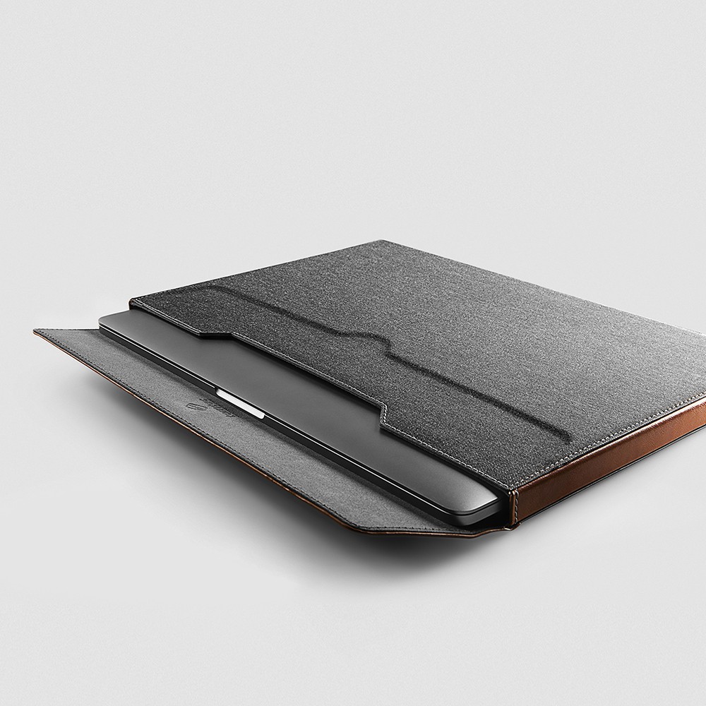 [TPK] Túi chống sốc TOMTOC Premium leather cho Macbook Pro 13/15/16inch NEW Gray - (H15)