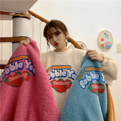 Áo Thun Sweater Dáng Rộng Tay Dài In Họa Tiết Xinh Xắn Cho Nữ