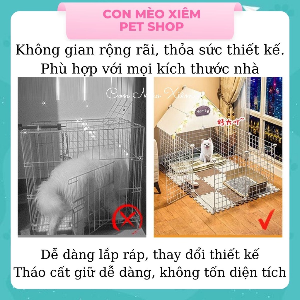 Lưới ghép chuồng cho chó mèo sắt tĩnh điện, miếng lắp chuồng quây lồng vệ sinh cho thú cưng Con Mèo Xiêm