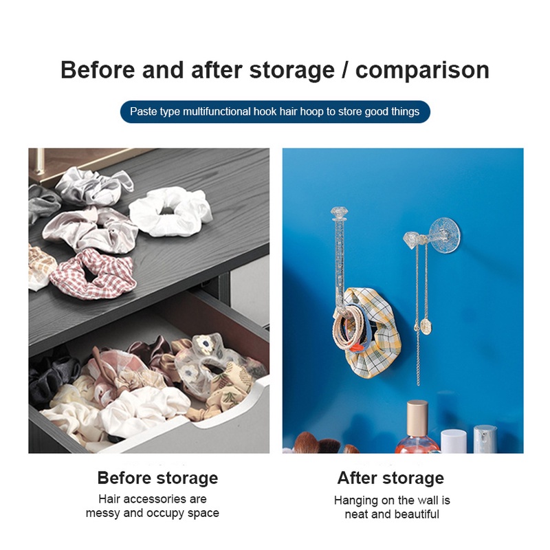 Giá Đỡ Treo Dây Buộc Tóc / Băng Đô Hình Chữ L Tự Dính Thiết Thực Đa Năng