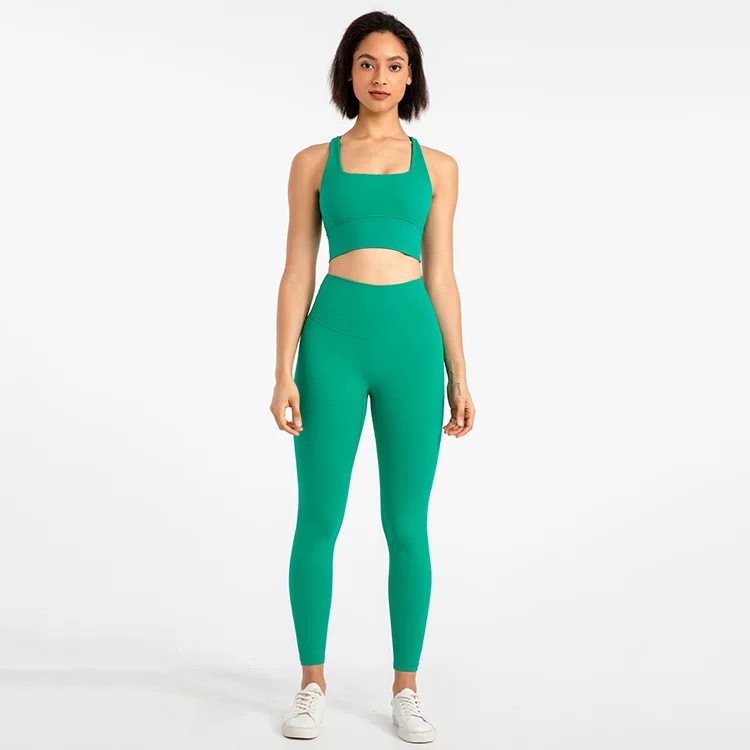 Set đồ tập gym Hoppe Fumeng TZ114 gồm áo bra mỏng + quần dài thời trang cho nữ