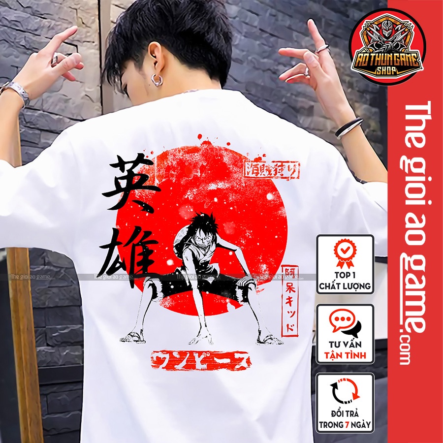 Áo one piece luffy nam nữ Áo thun one piece luffy trắng form rộng unisex cotton co giãn thoáng mát TGAG 01