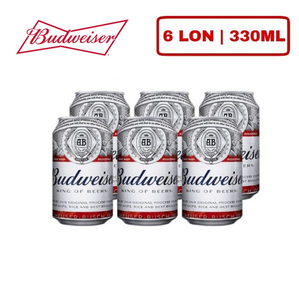 BIA BUDWEISER - 6 LON 330ML