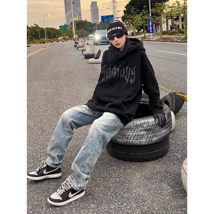 Áo Hoodie Unisex chữ thập dáng rộng đến từ nhà Yuna Unisex