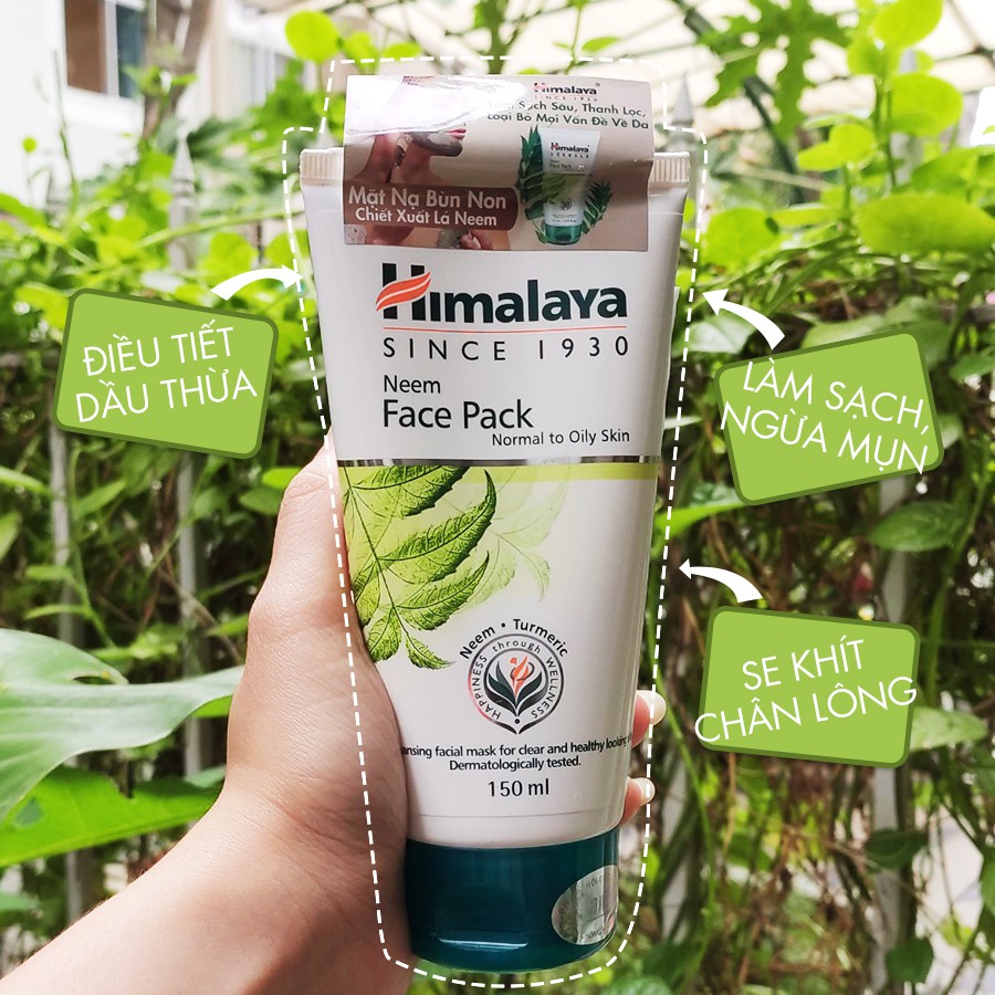 [Mã FMCGMALL -8% đơn 250K] Mặt nạ đất sét lá neem loại bỏ mụn, bã nhờn và mờ thâm Himalaya Neem Face Pack 150ml