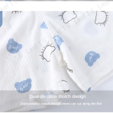 Bộ đồ ngủ áo thun tay ngắn + quần đùi vải cotton họa tiết hoạt hình cho bé từ 0 - 5 tuổi