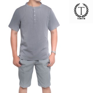 Áo Đũi Nam Cộc Tay Tenito, Chất Đũi Tự Nhiên, Mềm, Mịn, Mát
