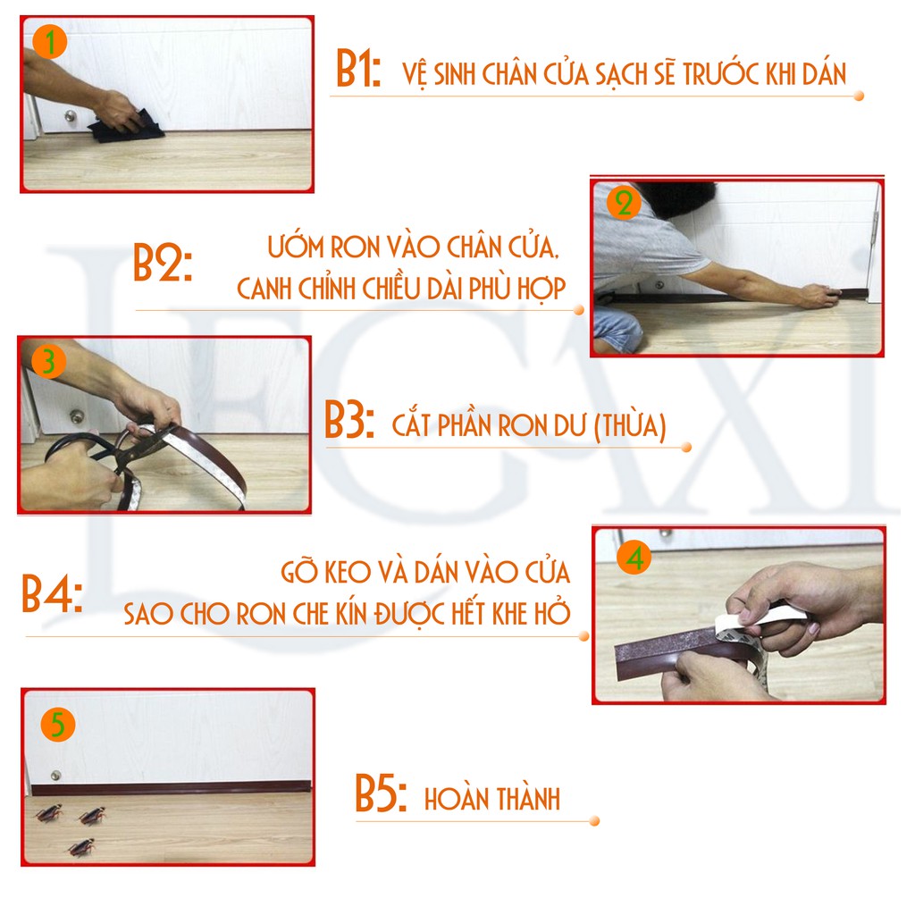 Ron miếng dán khe cửa gỗ ngăn bụi, nước, côn trùng Legaxi