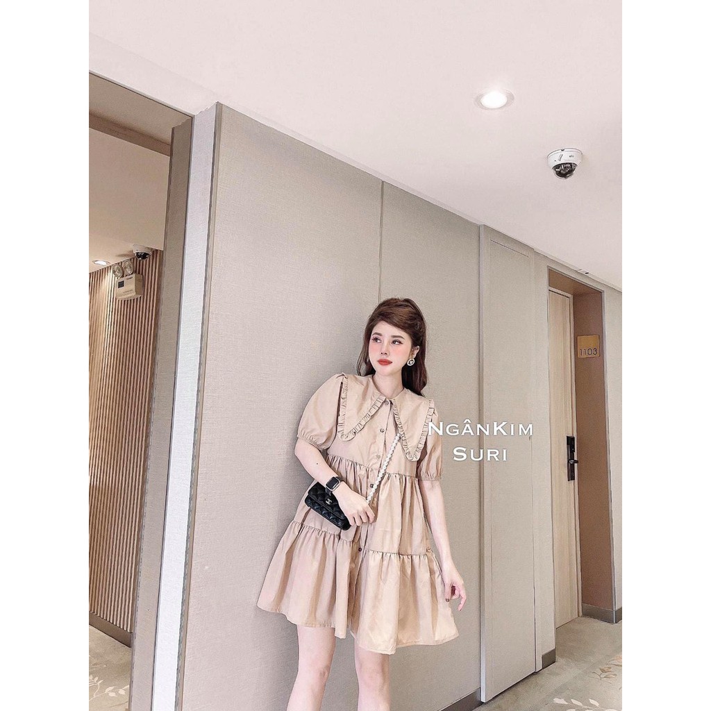 Váy Babydoll Freesize Cổ Sơ Mi Đáng Yêu [FREESHP] 🌸Chất Đũi Nhẹ QCCC Siêu Mềm Đẹp May Xoè Chuẩn Mẫu Nét Căng Nency House