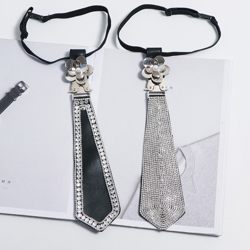 Vòng Cổ Cà Vạt Bằng PU Đính Đá Có Thể Điều Chỉnh Phong Cách Gothic Punk Dành Cho Tuổi Teen