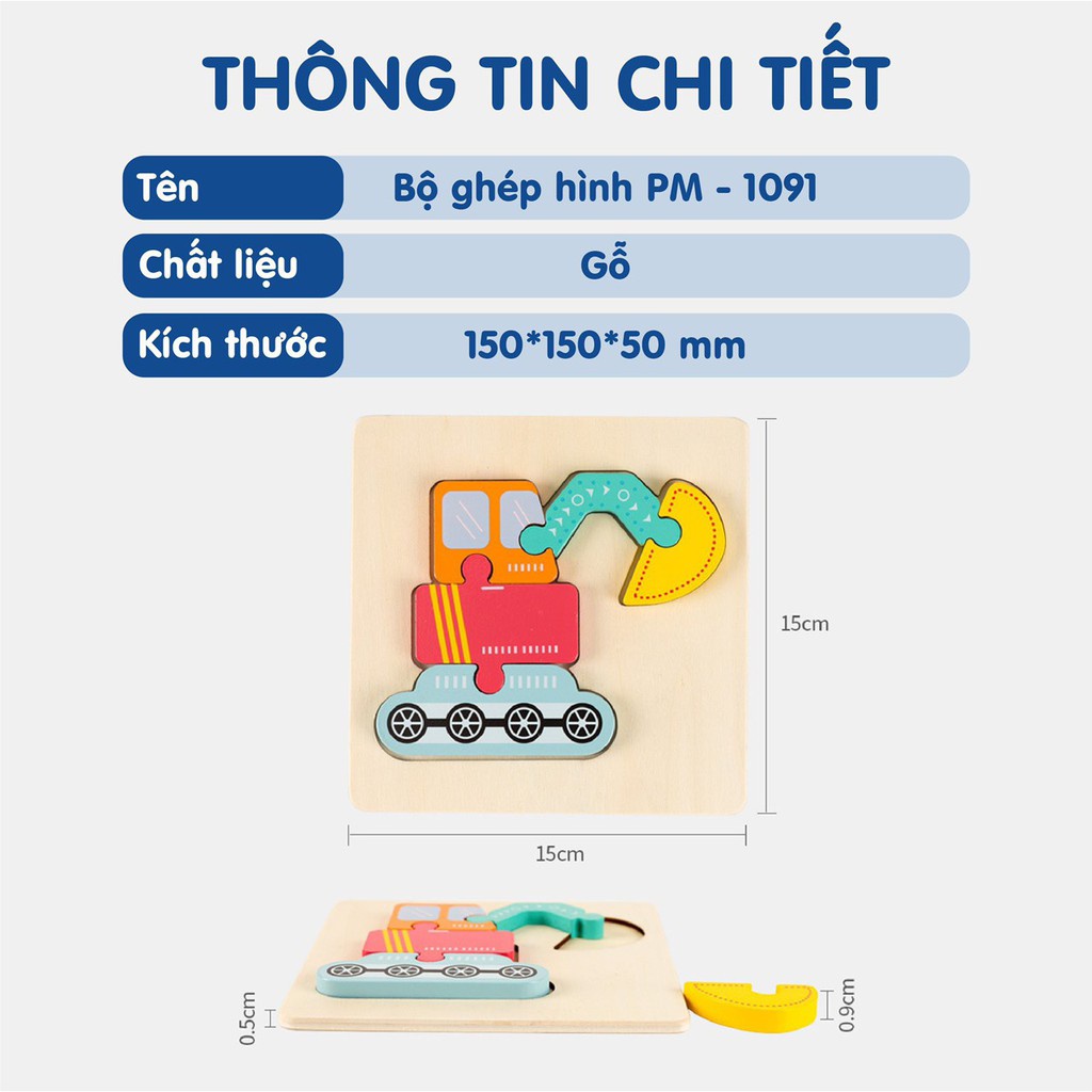 Đồ chơi tranh ghép hình gỗ 3d thông minh cho bé - tranh xếp hình gỗ nổi montessori phát triển trí tuệ bé