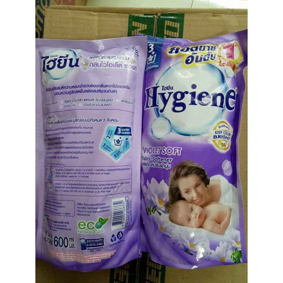 (FREESHIP 99k-hết tháng 6/2018) Nước xả vải Hygiene Lan 600ml các màu- hồng, tím, xanh