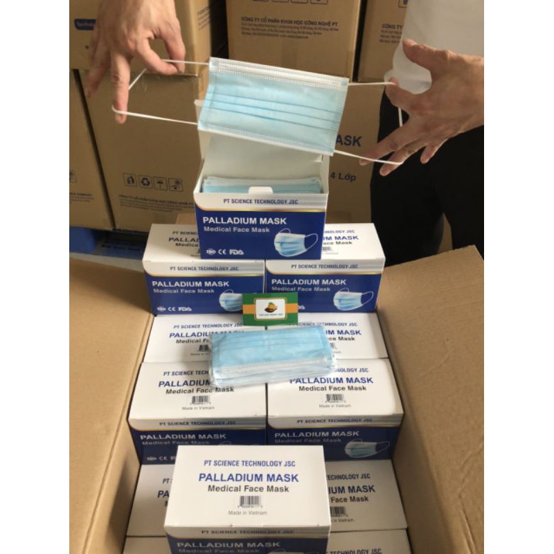 Khẩu Trang Y Tế 4 Lớp 1 Thùng 50 Hộp - Kháng Khuẩn (Hàng công ty, đầy đủ phiếu xuất kho, hóa đơn )