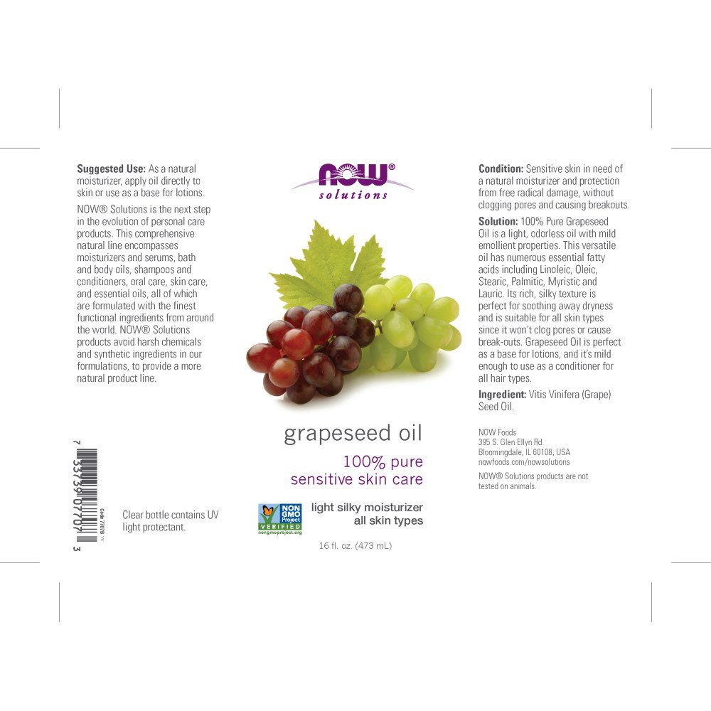 [ Chai lớn 473ml ] - Dầu Hạt Nho Now_NOW Solutions Grapeseed Oil