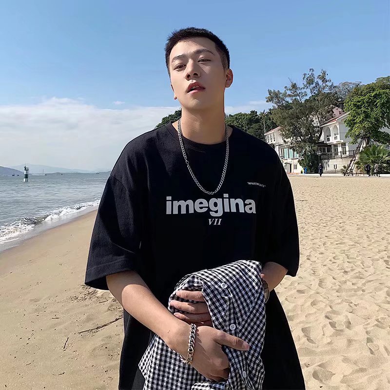 Áo Thun Tay Ngắn Cổ Tròn In Chữ Dáng Rộng Thoải Mái Thời Trang Cho Nam Size M-5XL