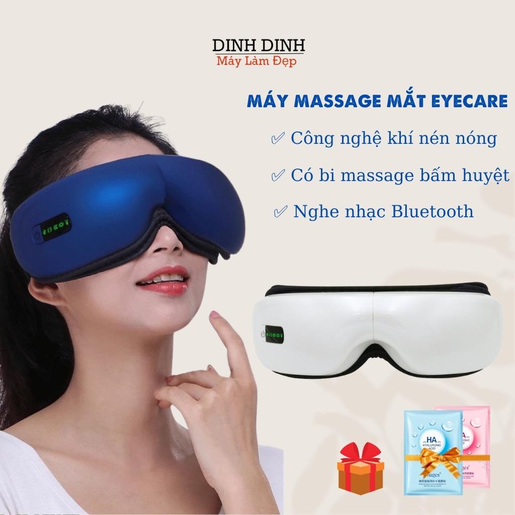Máy massage mắt Eyecare bản 2022: Công nghệ mát xa nóng khí nén và bi bấm huyệt thái dương, giảm mỏi mắt, có bluetooth