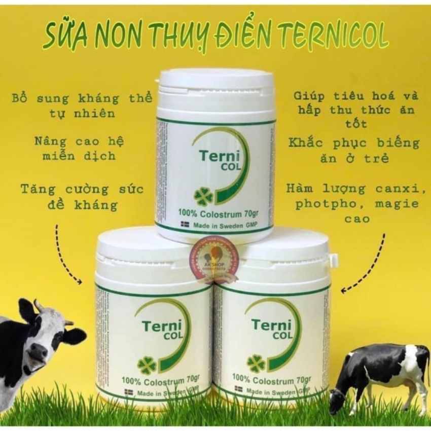 Sữa non Ternicol 100% Colostrum Thụy Điển (70g) tăng cường hệ miễn dịch, chống còi xương biếng ăn bé từ sơ sinh, bà bầu