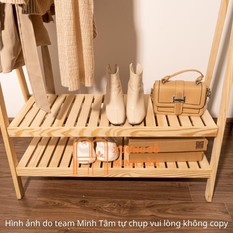 Kệ treo quần áo chữ A 2 tầng gỗ thông Minh Tâm, chống mốt mọt, đã qua xử lý, kích thước 150*86*34cm, bảo hành 12 tháng