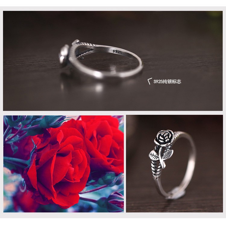 Nhẫn Đeo Tay Kim Loại Tạo Hình Hoa Hồng Phong Cách Retro Cho Nữ