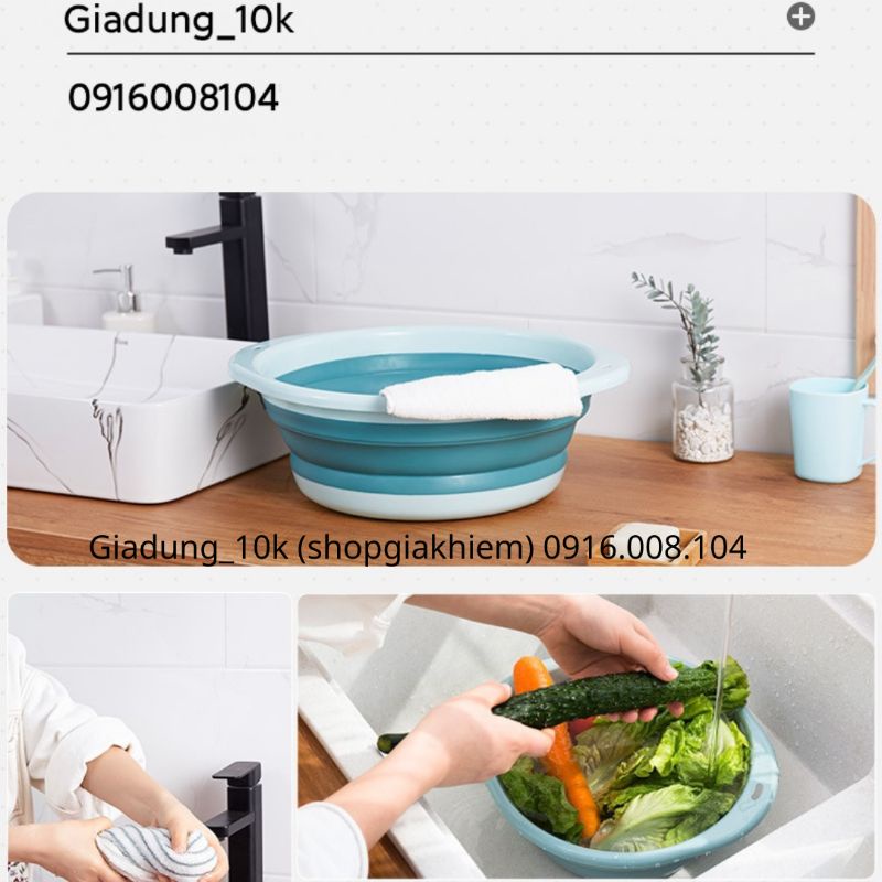 Chậu Gấp Gọn , Thau Xếp Gọn Silicon Thiết Kế Thông Minh Tiện Lợi , Đa Năng , Tiết Kiệm Không Gian
