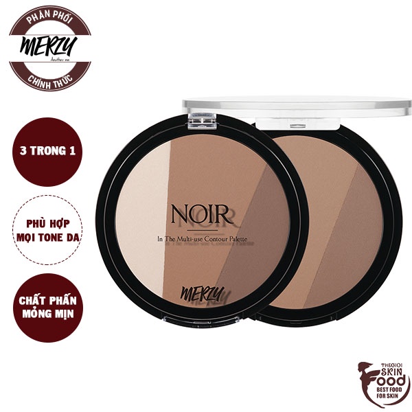 Bảng Phấn Tạo Khối Và Highlight Đa Năng 3 Trong 1 Merzy Noir In The Multi-Use Contour Palette 9.5g