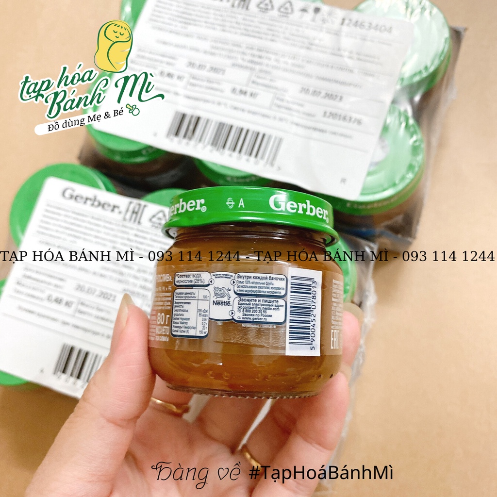 Mận đen nghiền Trái cây nghiền hữu cơ Gerber Nga cho bé từ 4 tháng lọ 125g (mẫu mới)