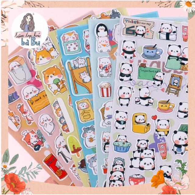 Miếng stickers động vật dễ thương bằng nhựa chống nước dùng trang trí nhật ký DIY