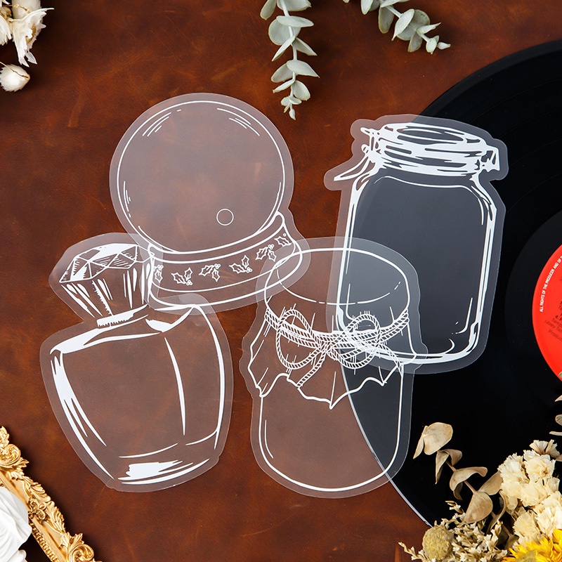 Set 20 Miếng Dán Trong Suốt Hình Chai Nước Độc Đáo Trang Trí Sổ Tay DIY
