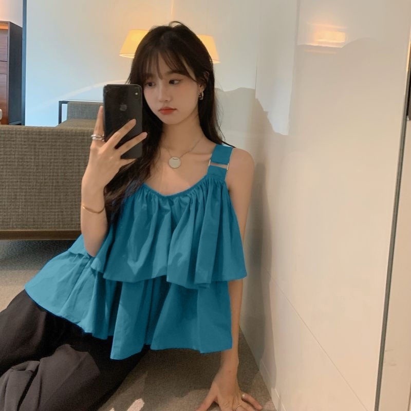 Áo thun không tay hai lớp thời trang mùa hè đáng yêu phong cách Hàn Quốc