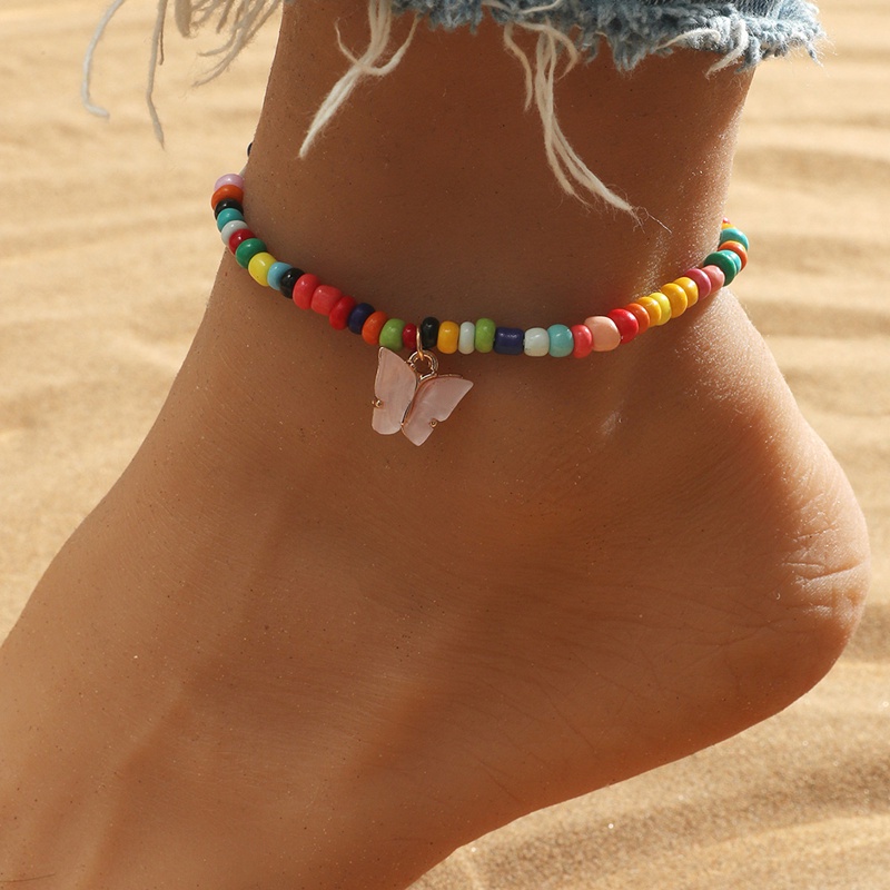 Mới Lắc Chân Hình Bướm Đính Hạt Nhiều Màu Phong Cách Bohemian