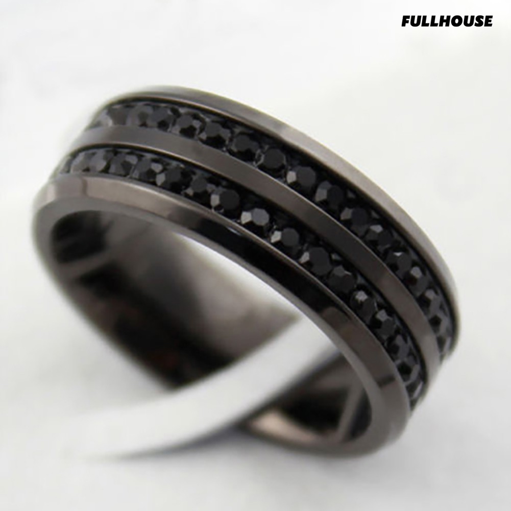👦Cửa Hàng Nam Hợp Thời Trang👦Nhẫn Thép Titan Đính Kim Cương Đen Sang Trọng Cho Nam Nữ