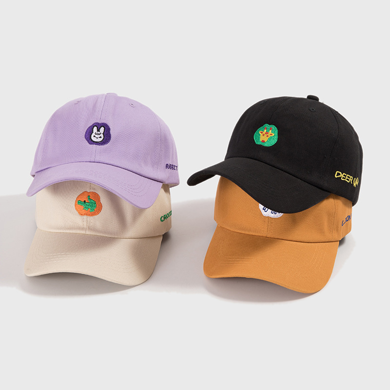 Mũ lưỡi trai LINJW chất liệu cotton thêu họa tiết hoạt hình phong cách Hàn Quốc 2020 năng động dành cho nam nữ