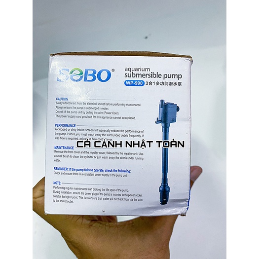MÁY BƠM LỌC HỒ CÁ SOBO WP990 10W CAO 0.8M 500L/H