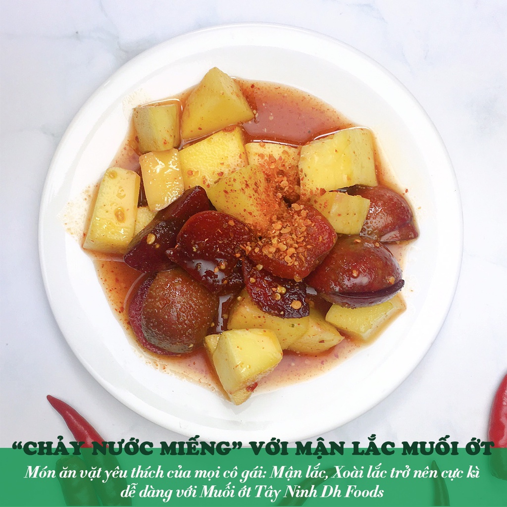 Muối ớt Tây Ninh Dh Foods muối chấm hoa quả, nguyên liệu bánh tráng vị độc đáo 60gr/80gr/110gr