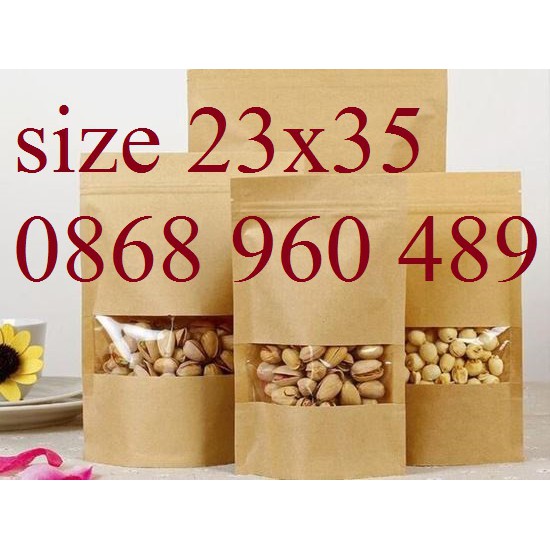 23x35-50 túi zipper giấy kraft đáy bầu dục chống nước