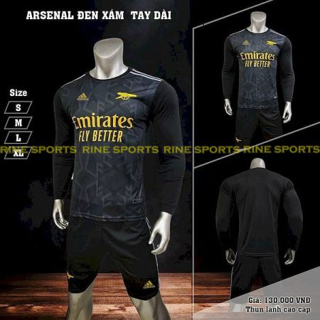 Bộ áo bóng đá ars - arsenal đen dài tay hàng việt nam cao cấp mùa giải 2022 – 2023 Giống thi đấu