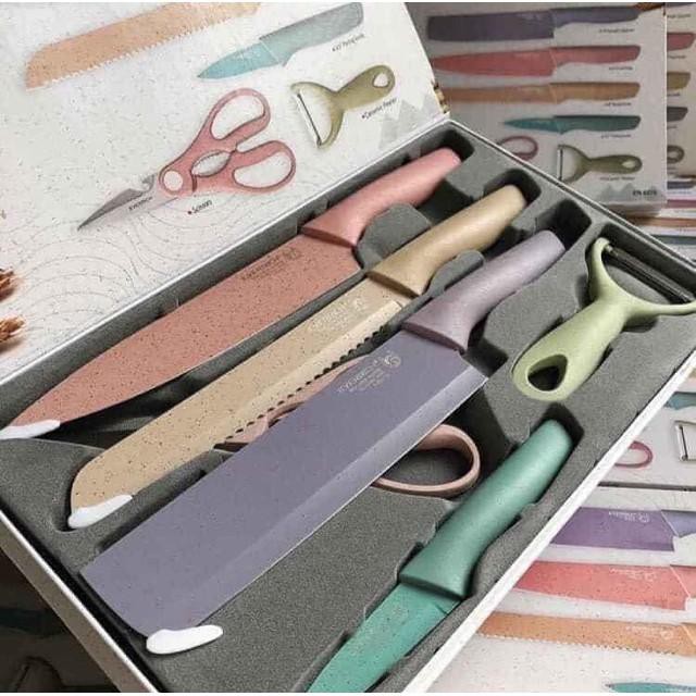 ( Kháng Khuẩn ) Bộ Dao Nhà Bếp 6 món cực xinh