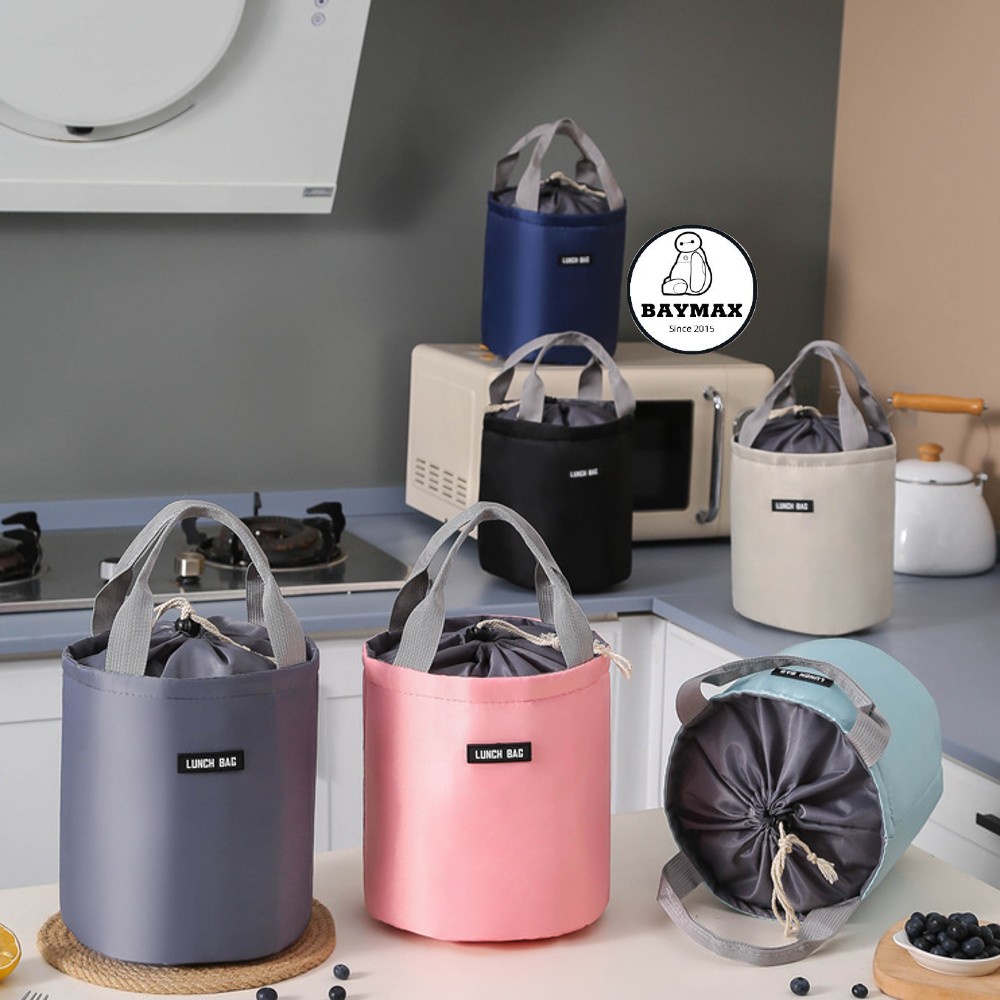 Túi đựng cơm tròn LUNCH BAG cao cấp, lót nhôm giữ nhiệt, túi đựng thức ăn cách nhiệt chống thấm, size to