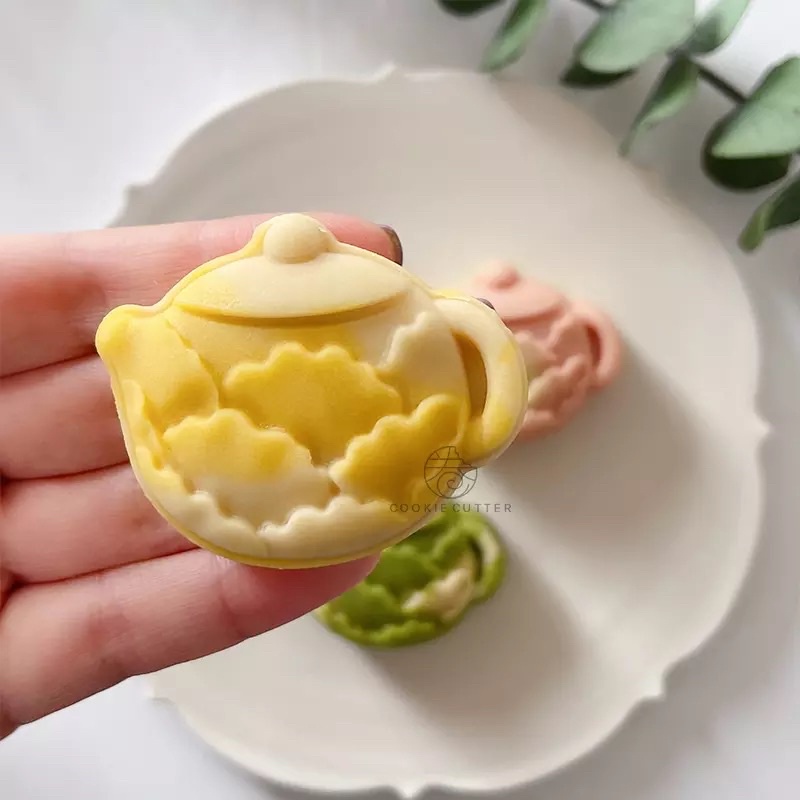 Khuôn trung thu lò xo 2 mặt cái ấm 50g