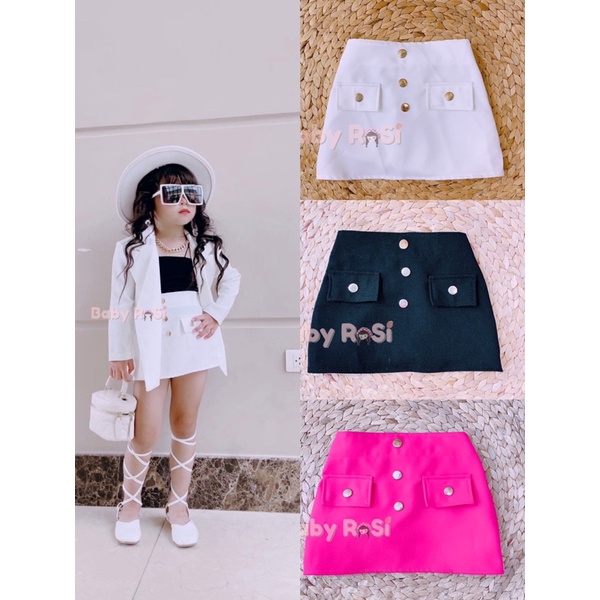 Chân váy chữ A nút vàng cho bé