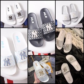  Dép cao su quai ngang Mlb Monogram chữ thêm đế êm không thấm nước quai có mút êm châm không hầm bí chân 