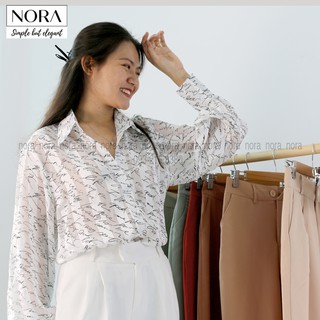 Áo Sơ Mi Lụa Họa Tiết Chữ, Áo Sơ Mi Lụa Satin Thiết Kế Cao Cấp